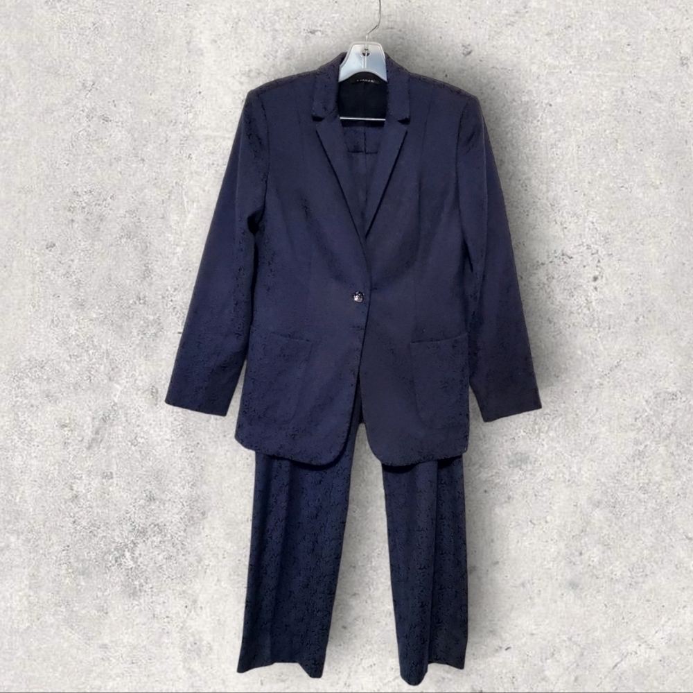 #16 T. Tahari Pants Suit Women Brocade Color Blue Size 10